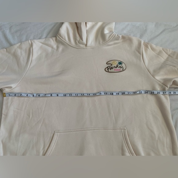 PARKE Bayside Miami Hoodie L/XL Cream Coastal Raw Hem Sweatshirt - Picture 7 of 11
